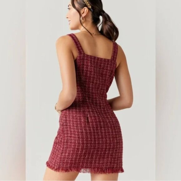 Mi Ami for Francesca’s Burgundy Tweed Button Front Mini Dress | Women's Size XS - Picture 3 of 9